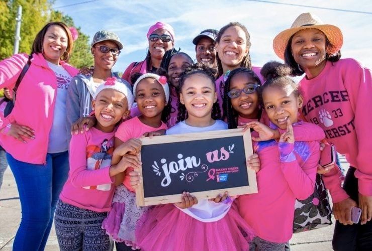 Group of women in pink at the Making Strides Against Breast Cancer Walk