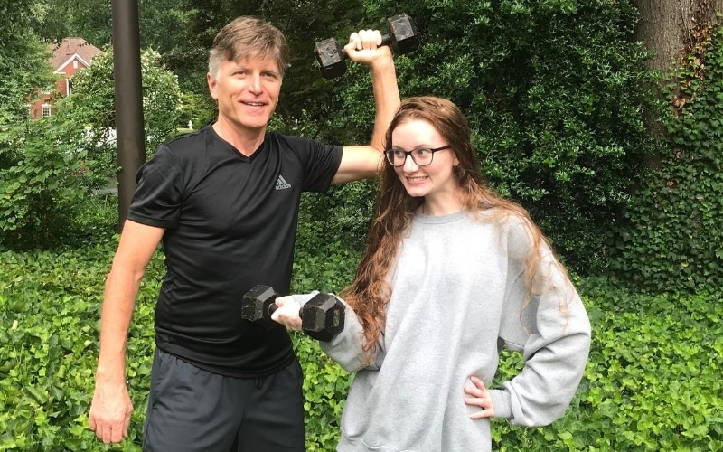 Kevin Avery and Daughter workout during quarantine