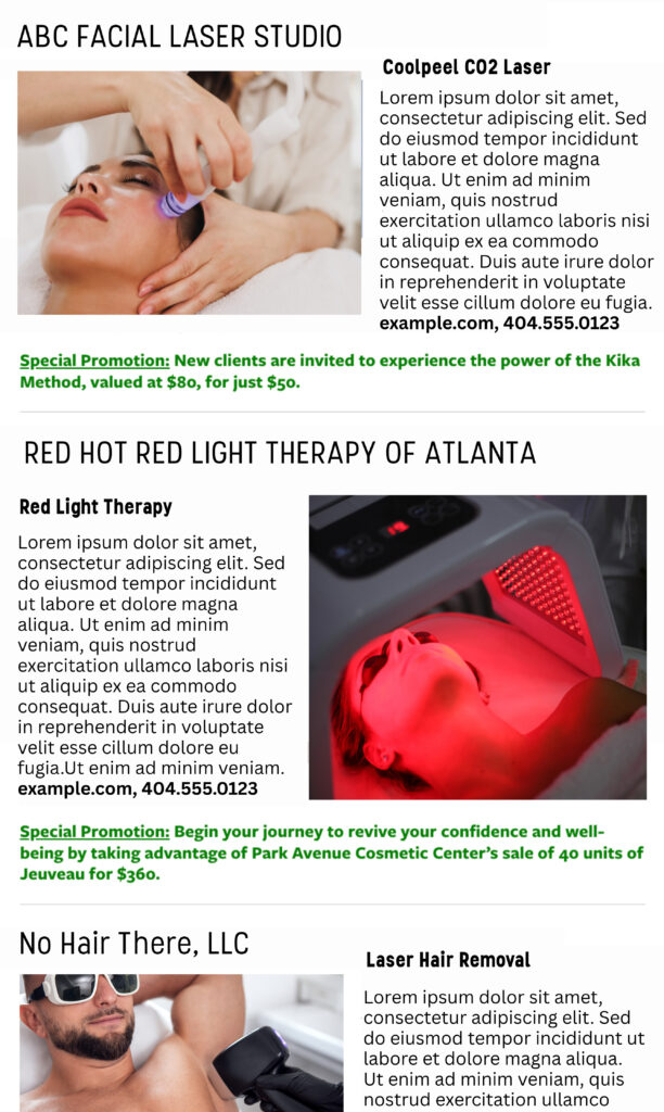 Laser therapy layout