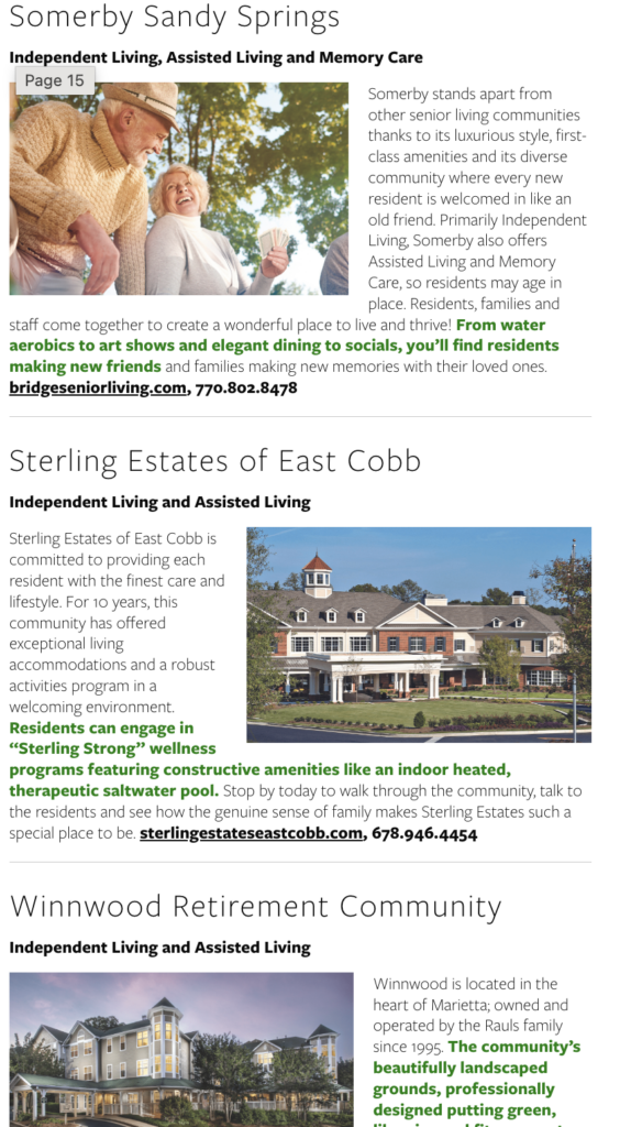 Example of 55+ digital page